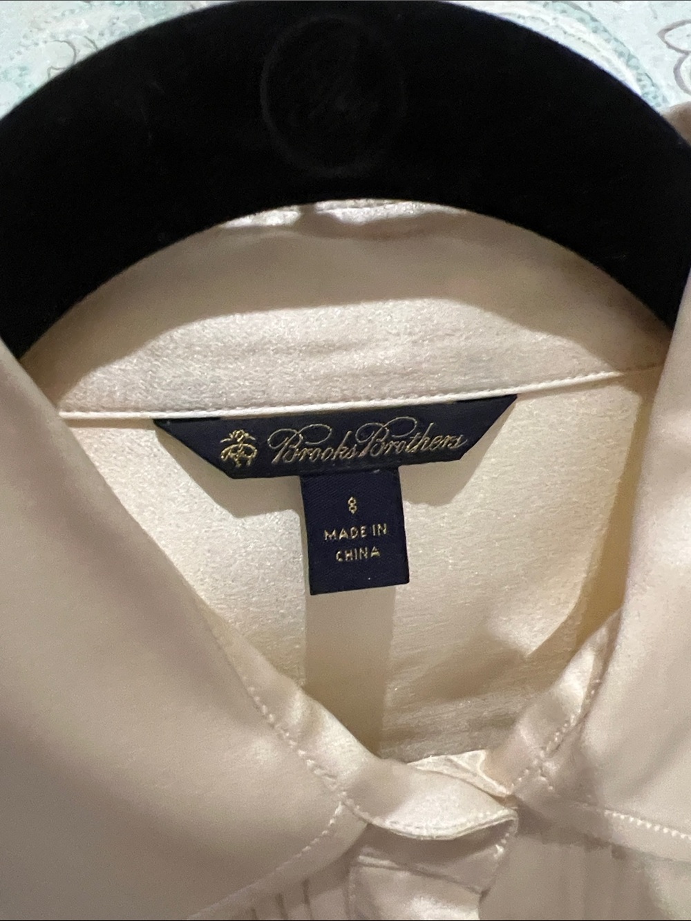 Brooks Brothers Cream Silk Pleated-Front Women's Blouse - Picture 3 of 5